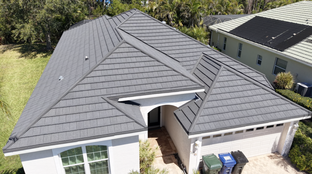 Finished roofing project close up